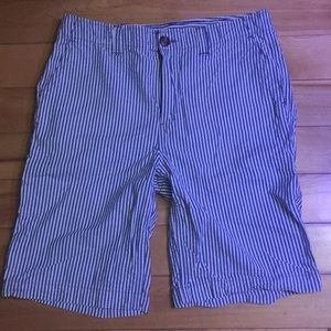 White and Blue Striped Beach Shorts